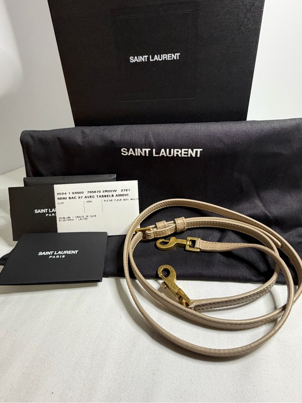 Saint Laurent Beige Mini Bucket Bag with Gold Hardware - Picture 3 of 8